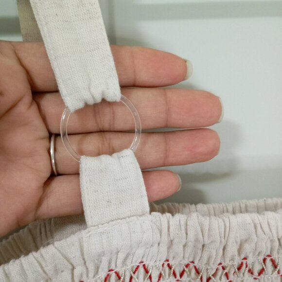 Magic Dress Womens Sleeveless Smocked  M Cotton/Linen Blend Beige & Red - Picture 7 of 10